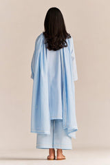Baby Blue Woven Cotton Kurta Set