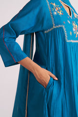 Celestial Blue Embroidered Kurta Set on a white background