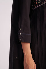 Black Embroidered Kurta Set on a plain background