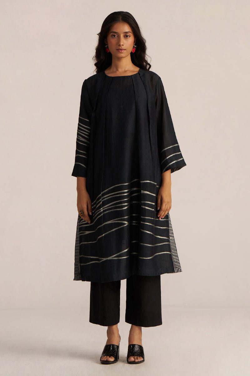 Black Woven Linen Co-ord Set