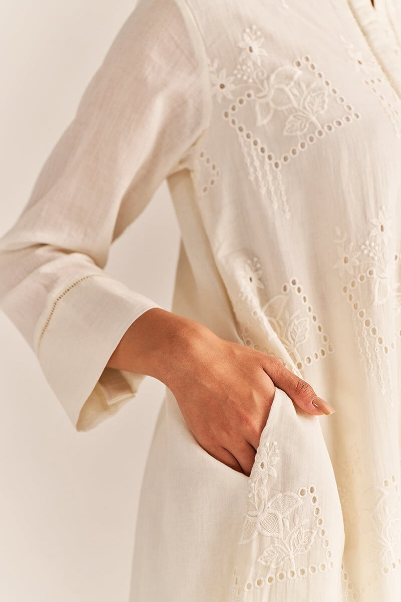 Off-White Mal Chikankari Embroidery Co-ord Set