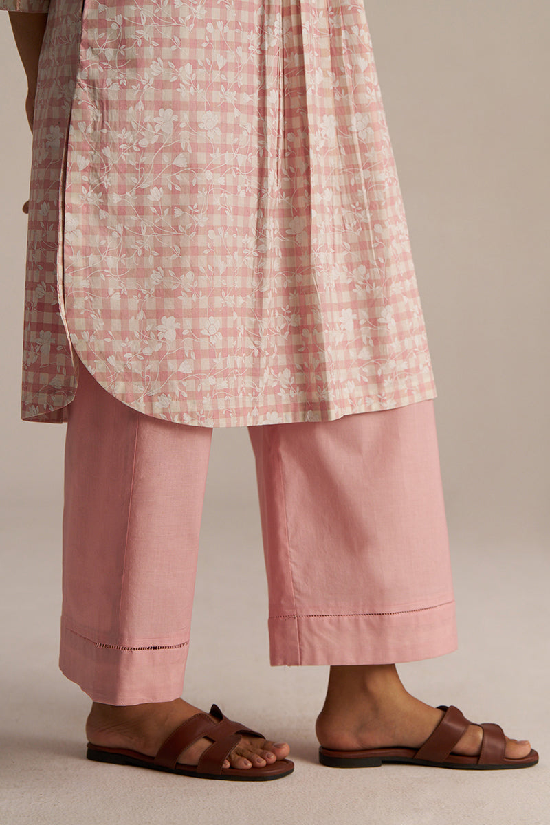Rose Pink and White Cotton Print Co-ord Set