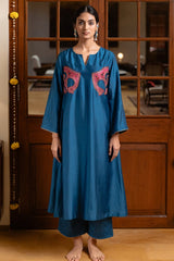 Blue Raw Silk Co-ord Set