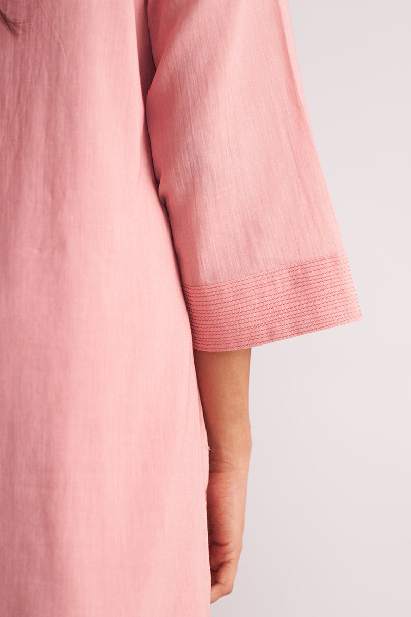 Close-up of a Rose Tan Mul-Mul Co-ord Set with a plain background