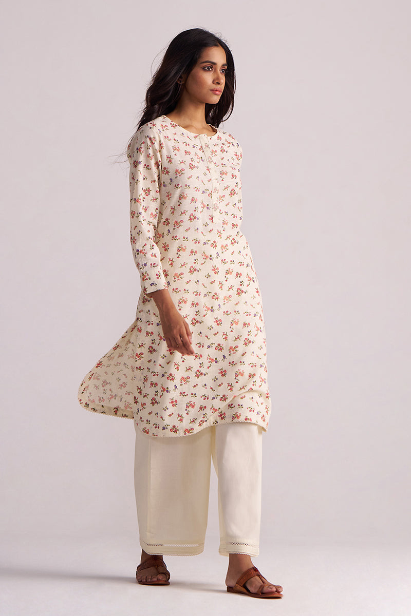 Cream and Pink Tiny Floral Hand-Print Co-ord Set