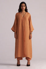 Woman wearing a Sunburn Pure Linen Co-ord Set against a plain background