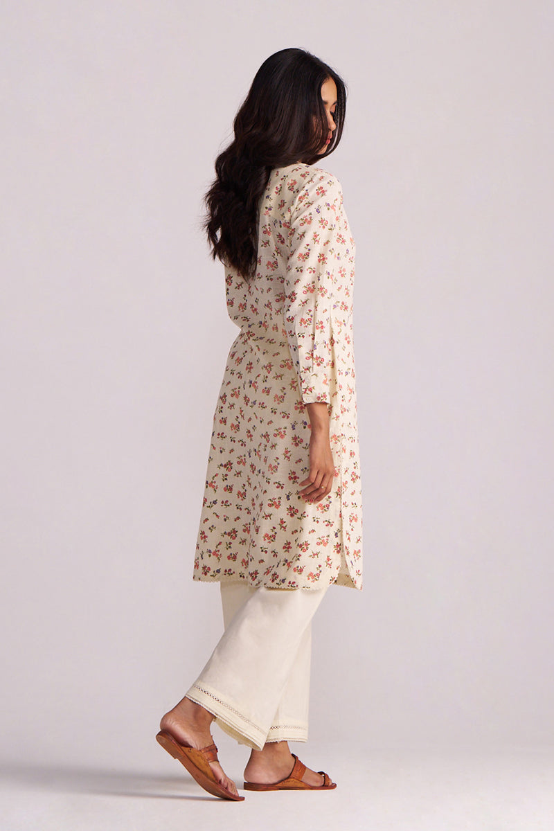 Cream and Pink Tiny Floral Hand-Print Co-ord Set