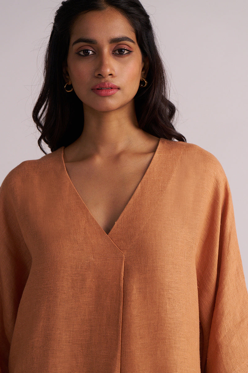 Woman wearing a Sunburn Pure Linen Co-ord Set against a plain background
