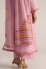 Fragrant Lilac Woven Chanderi Linen Kurta Set