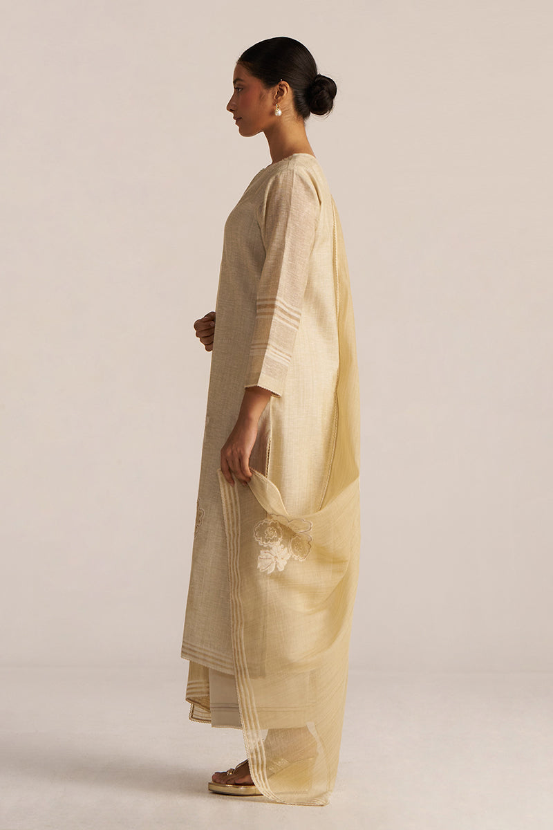 Fog Beige Woven Kurta Set