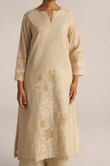 Fog Beige Woven Kurta Set