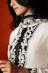 Marshmallow and Black Georgette Kurta Set