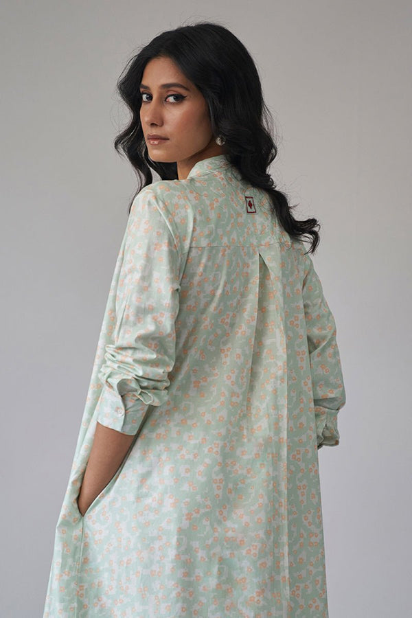 Subtle Green and Peach Cotton Co-ord Set