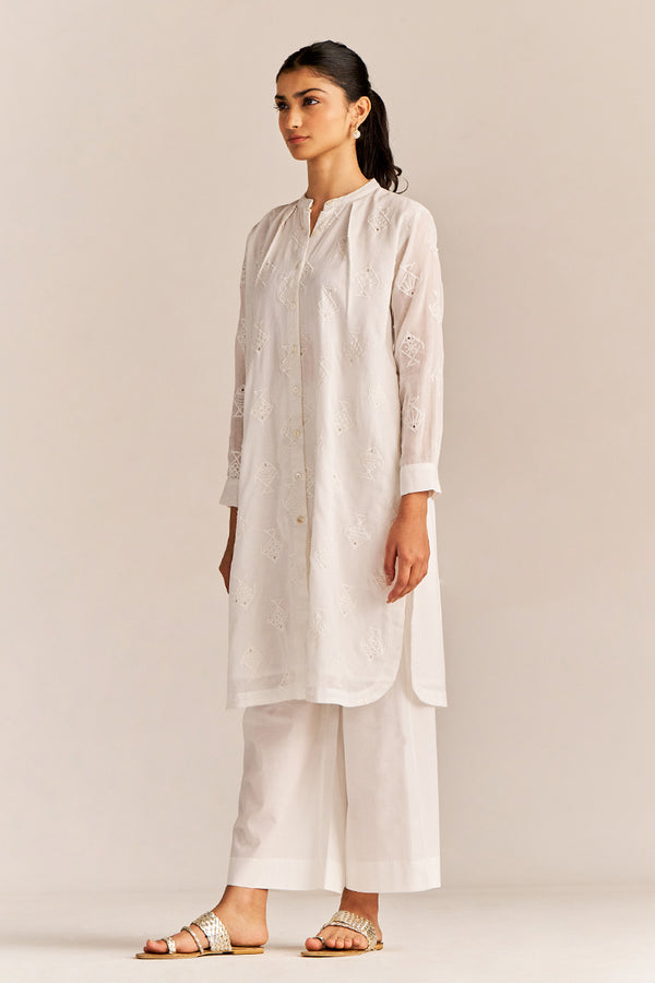 White Mal Embroidered Co-ord Set