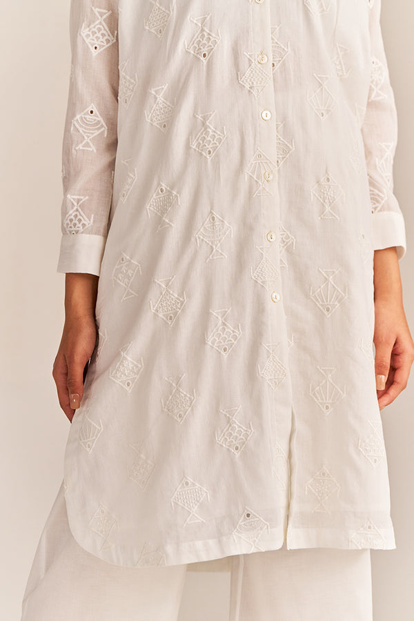 White Mal Embroidered Co-ord Set