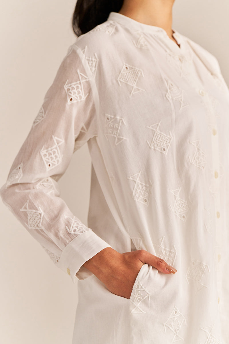 White Mal Embroidered Co-ord Set