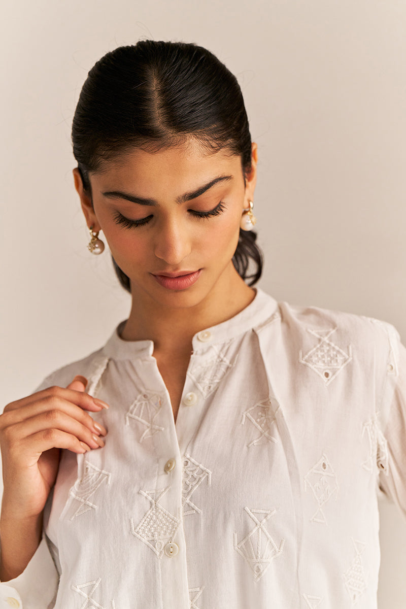 White Mal Embroidered Co-ord Set