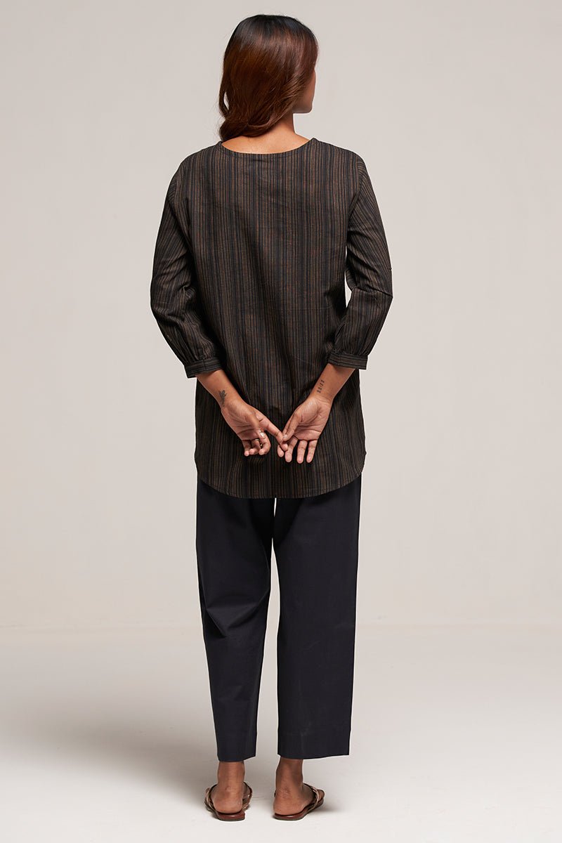 Black and Beige Stripe Cotton Co-ord Set