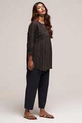 Black and Beige Stripe Cotton Co-ord Set