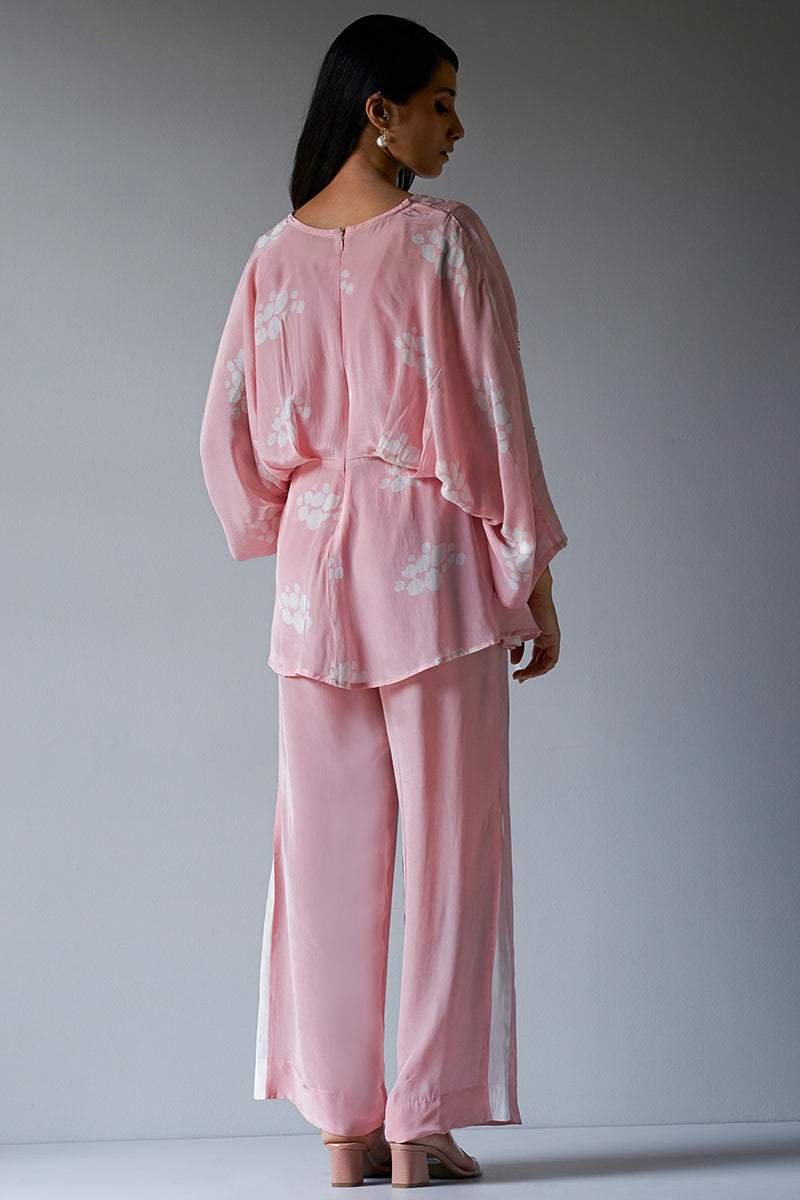 Crystal Rose Crepe Silk Co-ord Set With Detailing Hand Embroidery on Top