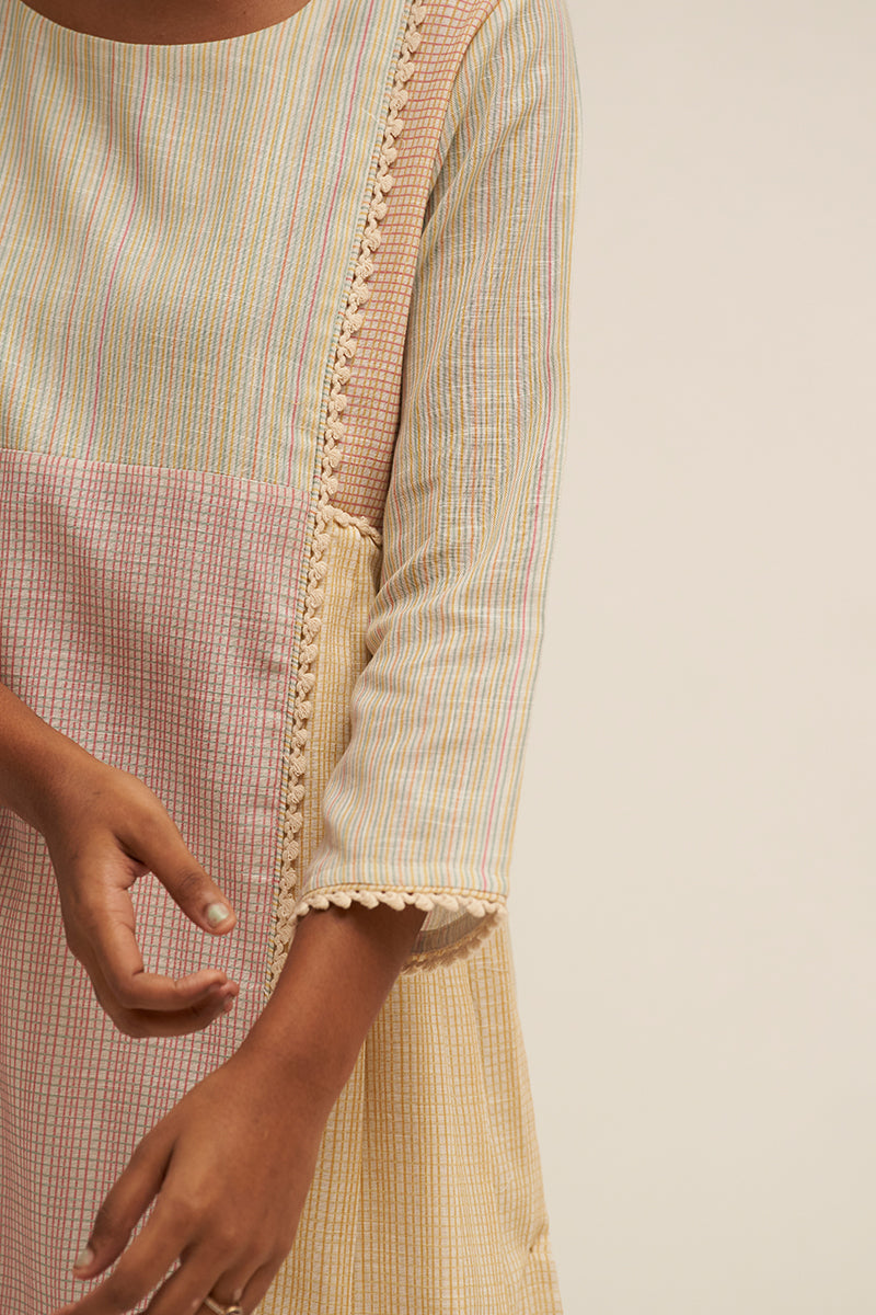 Pink Premium Cotton Printed Kurta With Cotton Bottom