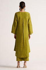 Cream Cotton Woven Kurta With Cotton Bottom