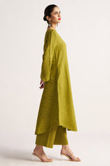 Cream Cotton Woven Kurta With Cotton Bottom