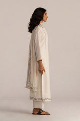 Off-White Cotton Woven Kurta Set