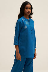 Swedish Blue Cotton Embroidered Co-ord Set