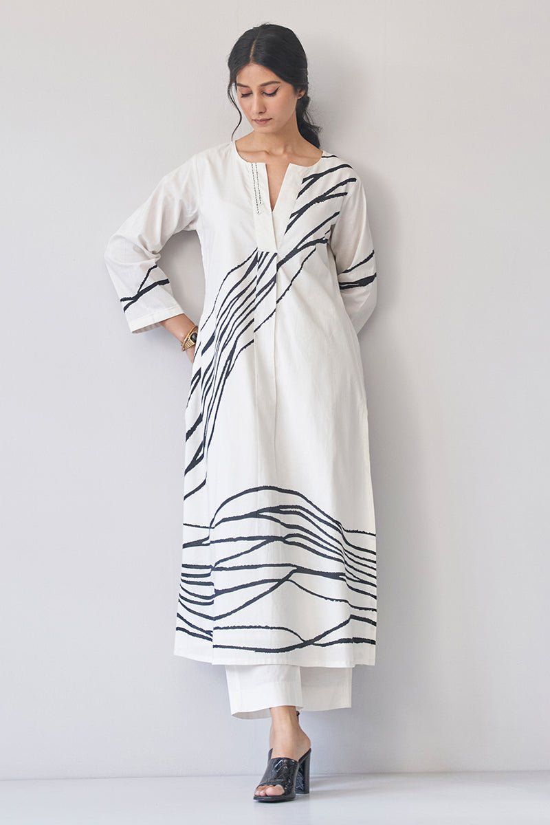 Cream Scribble Co-ord Set