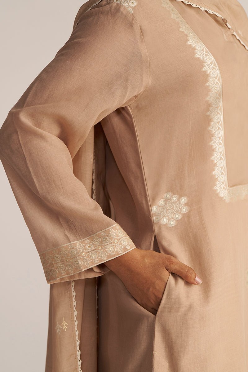 Toasted Almond Woven Kurta Set
