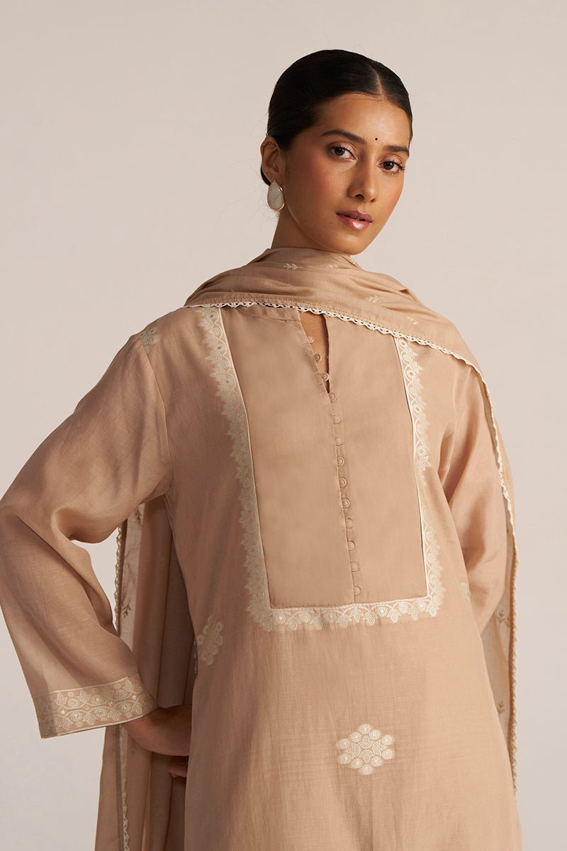 Toasted Almond Woven Kurta Set