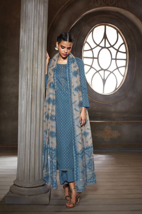 Premium Cotton Kurta with Woven Cotton Jacquard Dupatta - C0610-S