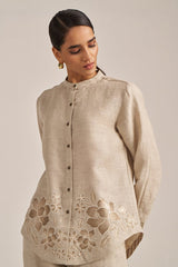Undyed Natural Linen Embroidered Co-ord Set
