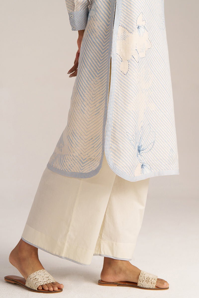 Zen Blue and Pristine Linen Co-ord Set