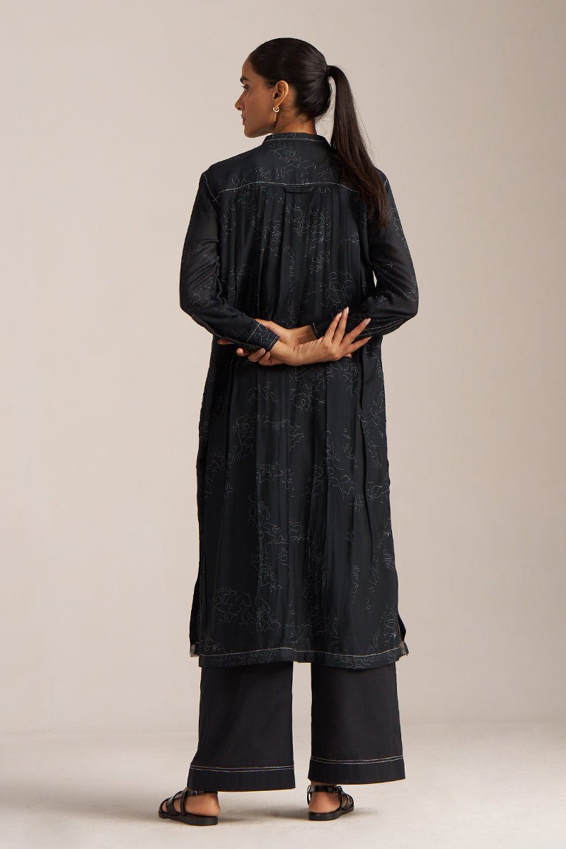 Black Print Button Down Co-ord Set