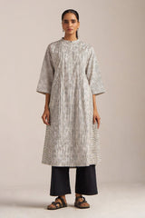 Black and White Stripe Printed Kurta