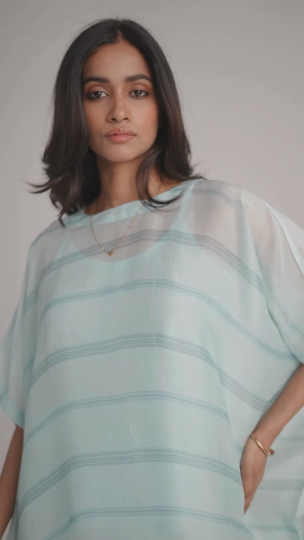 Misty Blue Silk Kaftaan Co-ord Set