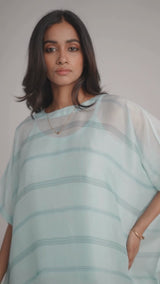 Misty Blue Silk Kaftaan Co-ord Set