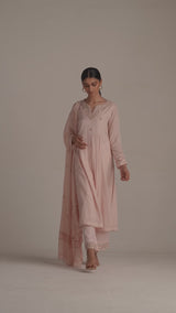 Crystal Pink Embroidered Kurta Set