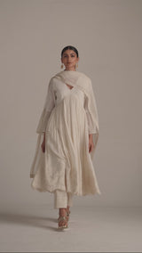 Off-White Mul-Mul Anarkali Kurta Set