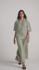 Lily Pad Green Pure Linen Co-ord Set