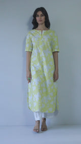 Muted Lime and White Cotton Co-ord Set