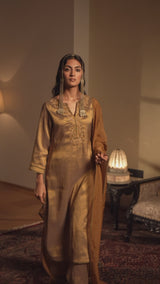 Honey Mustard and Vintage Gold Tissue Kurta Set