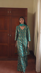 Fanfare Blue Woven Salwar Suit