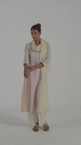 Cream and Multi Color Printed Cotton Linen Salwar Suit With Stole