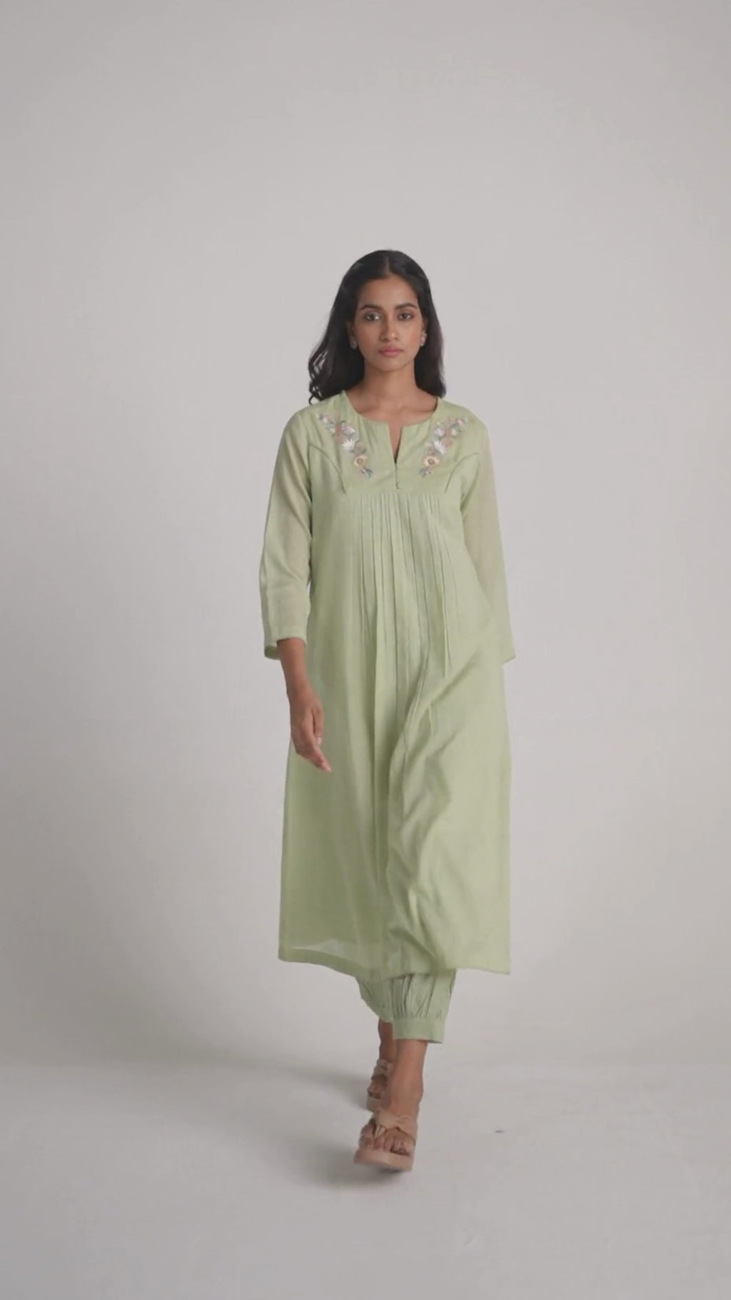 Quient Green Mul-Mul Co-ord Set