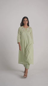 Quient Green Mul-Mul Co-ord Set