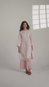 Rose Pink and White Cotton Print Co-ord Set