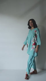 Dusty Sea Blue Cotton Modal Co-ords Set